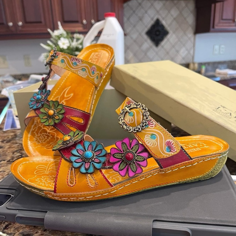Colorful Floral Embellished Sandals